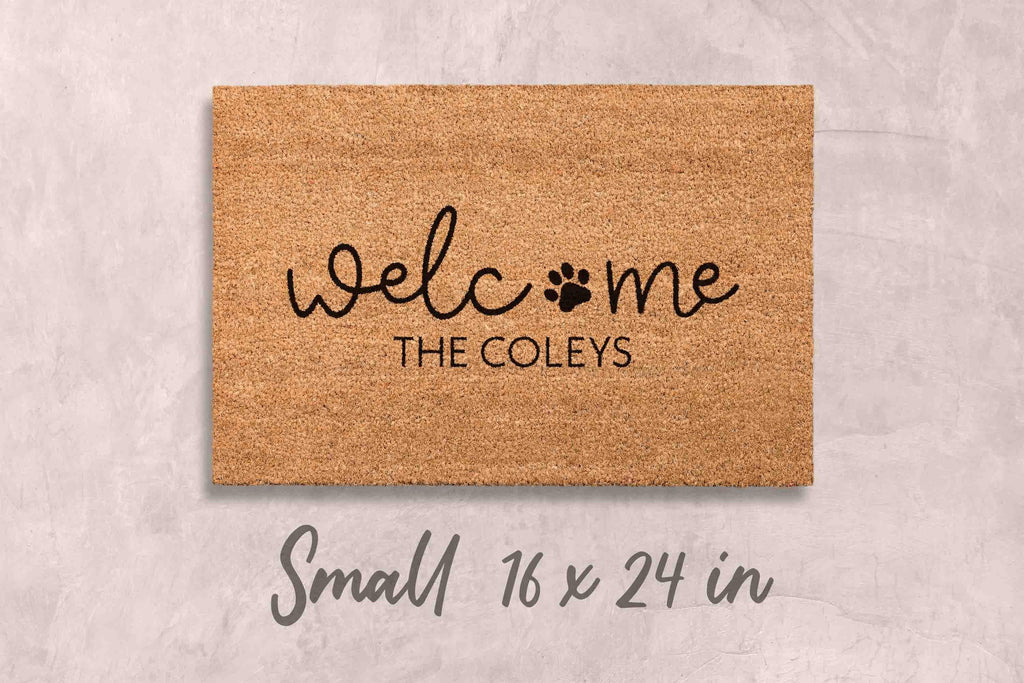 Personalized Dog Doormat: Custom Name, Paw Print Welcome Mat
