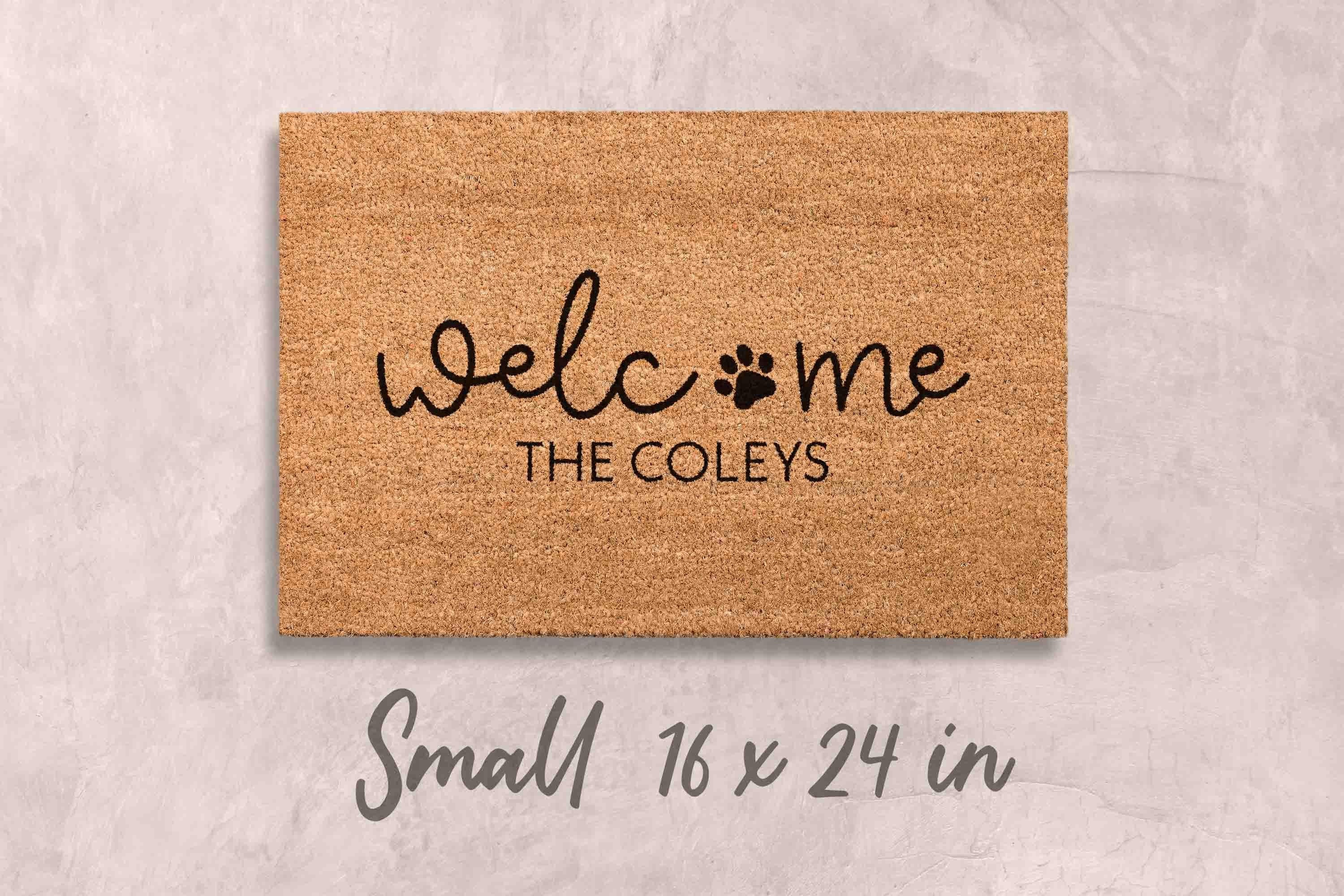 Personalized Dog Doormat: Custom Name, Paw Print Welcome Mat