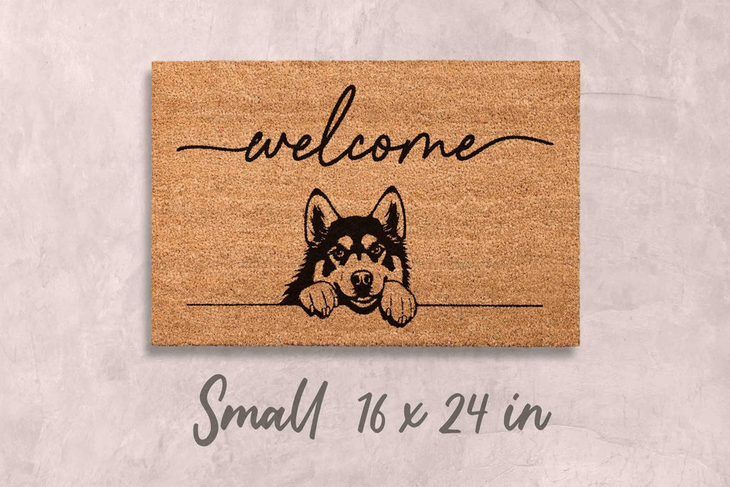 Husky Dog Doormat, Natural Coir Welcome Mat (Latex Backing)
