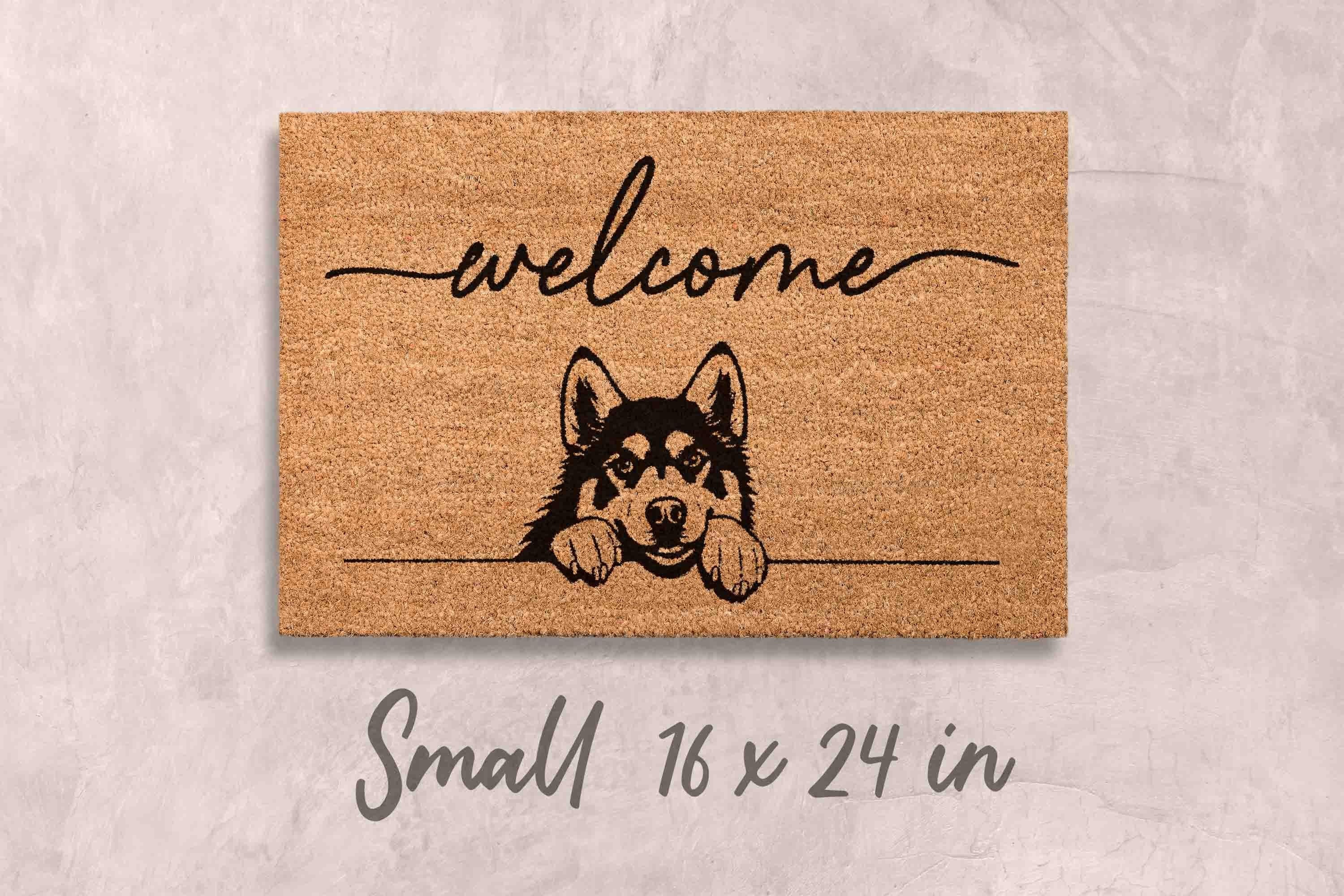Husky Dog Doormat, Natural Coir Welcome Mat (Latex Backing)