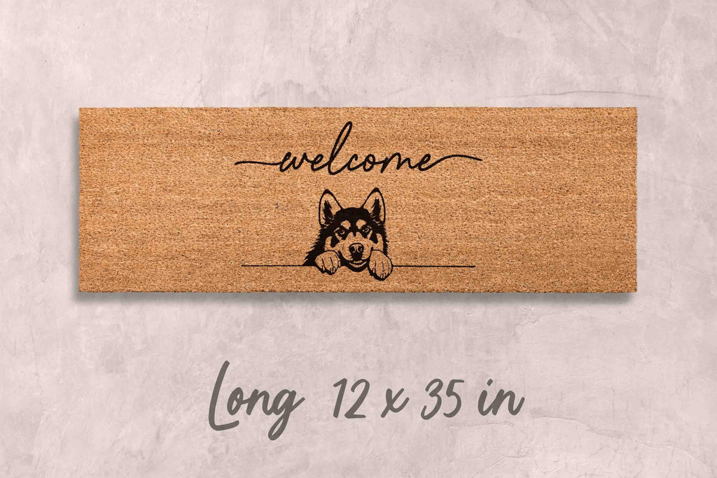 Husky Dog Doormat, Natural Coir Welcome Mat (Latex Backing)
