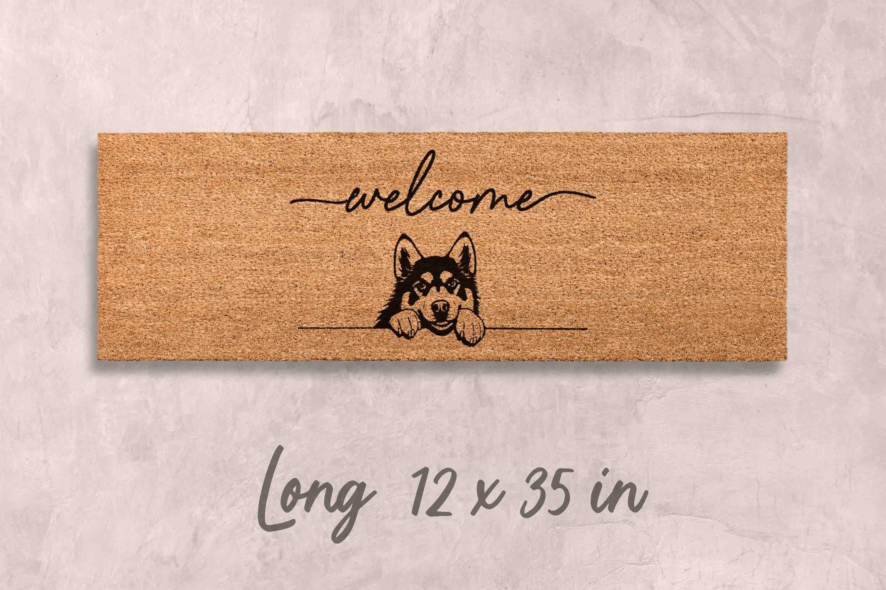 Husky Dog Doormat, Natural Coir Welcome Mat (Latex Backing)