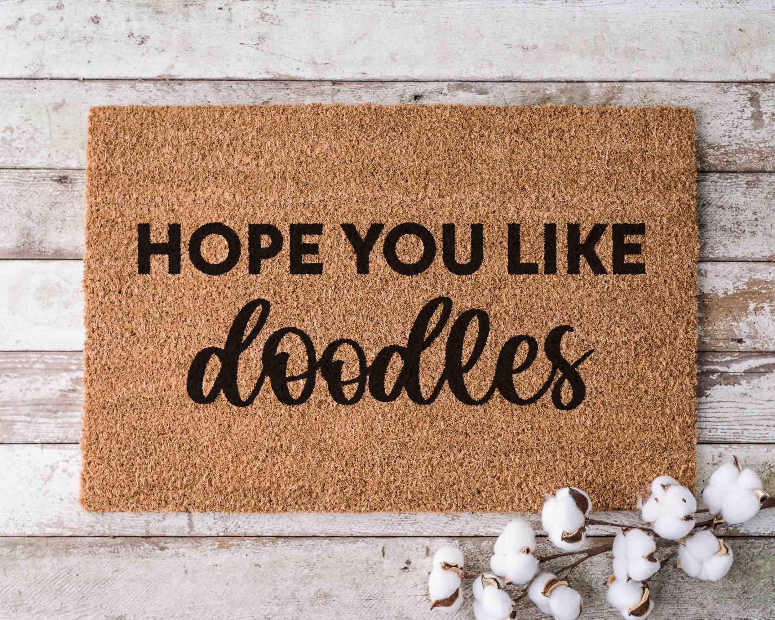 Doodle Doormat: Unique Dog Owner Gift (Natural Coir, Latex)