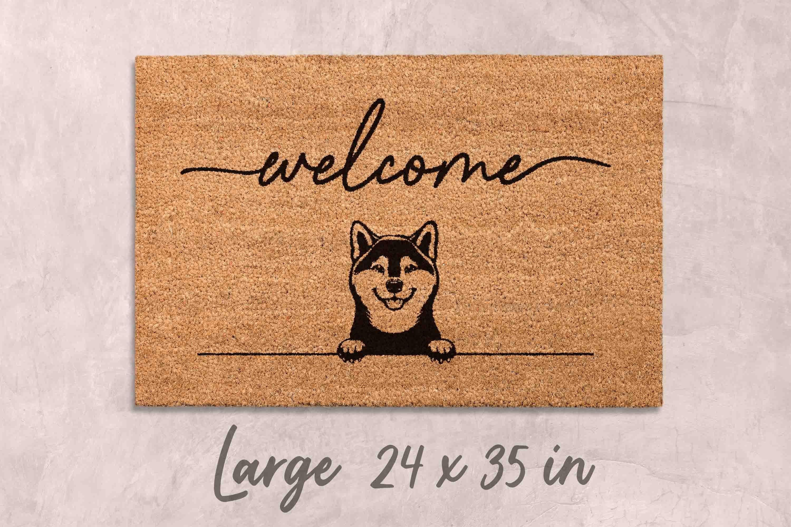 Shiba Inu Door Mat: Cute Dog Design (Natural Coir, Latex)