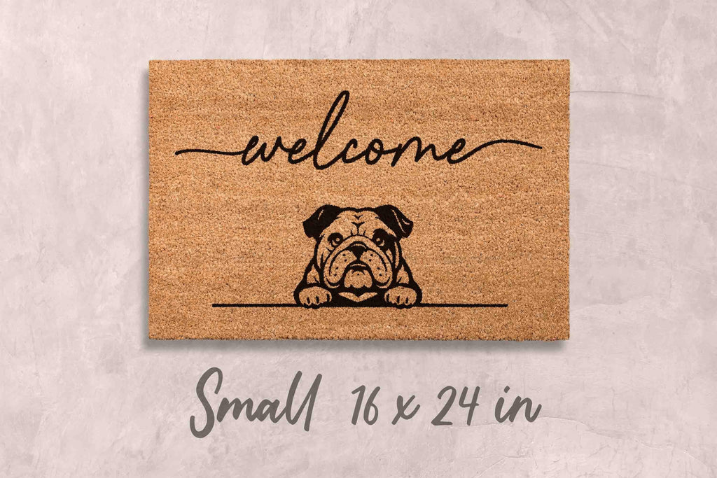 Bulldog Doormat, Natural Coir Welcome Mat (Funny Dog Mom)