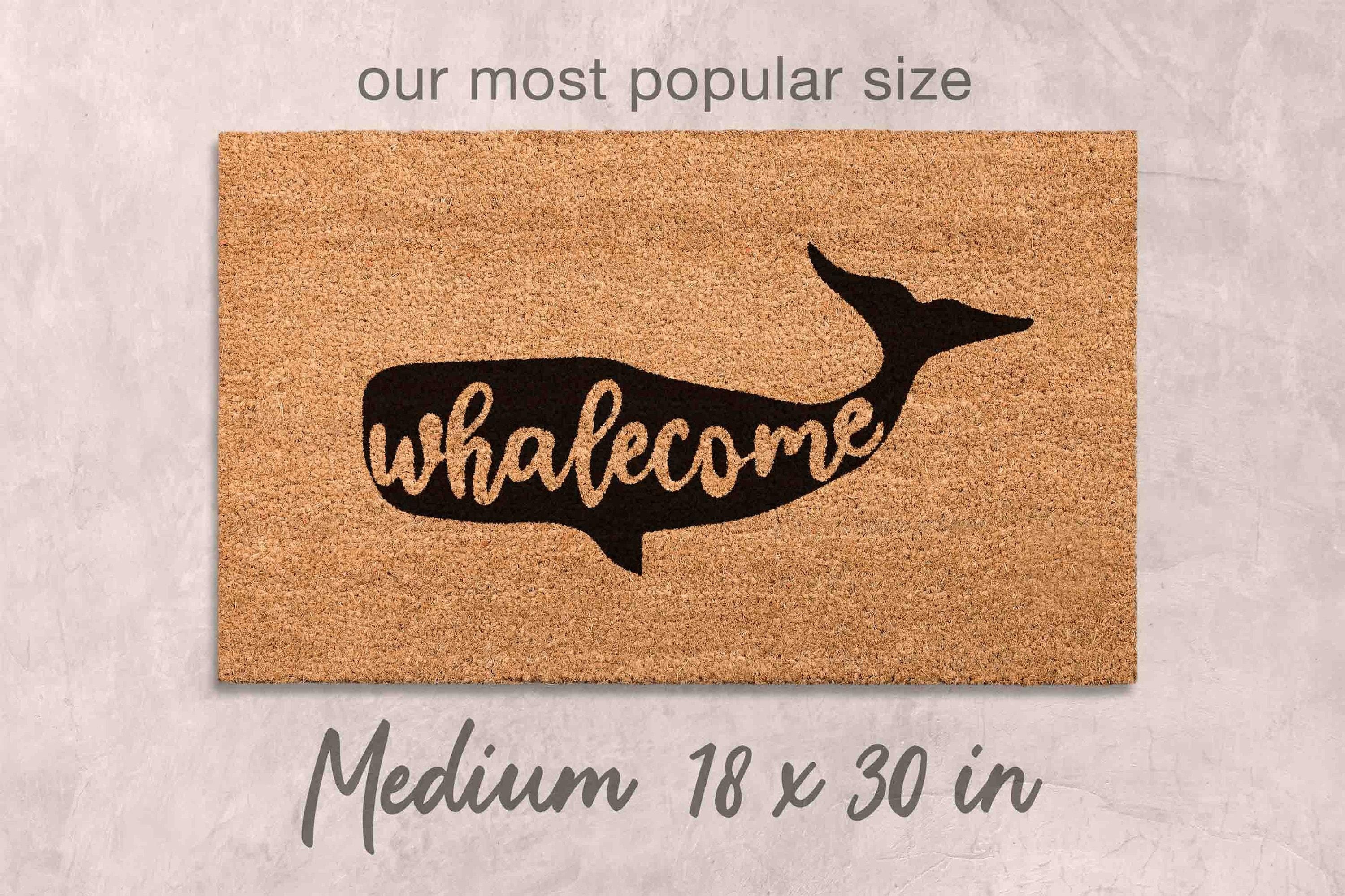 Whalecome Doormat: Nautical Funny Welcome Mat (Natural Coir, Latex)