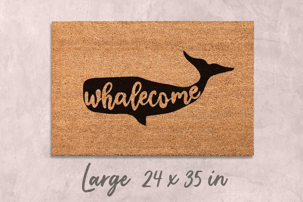 Whalecome Doormat: Nautical Funny Welcome Mat (Natural Coir, Latex)