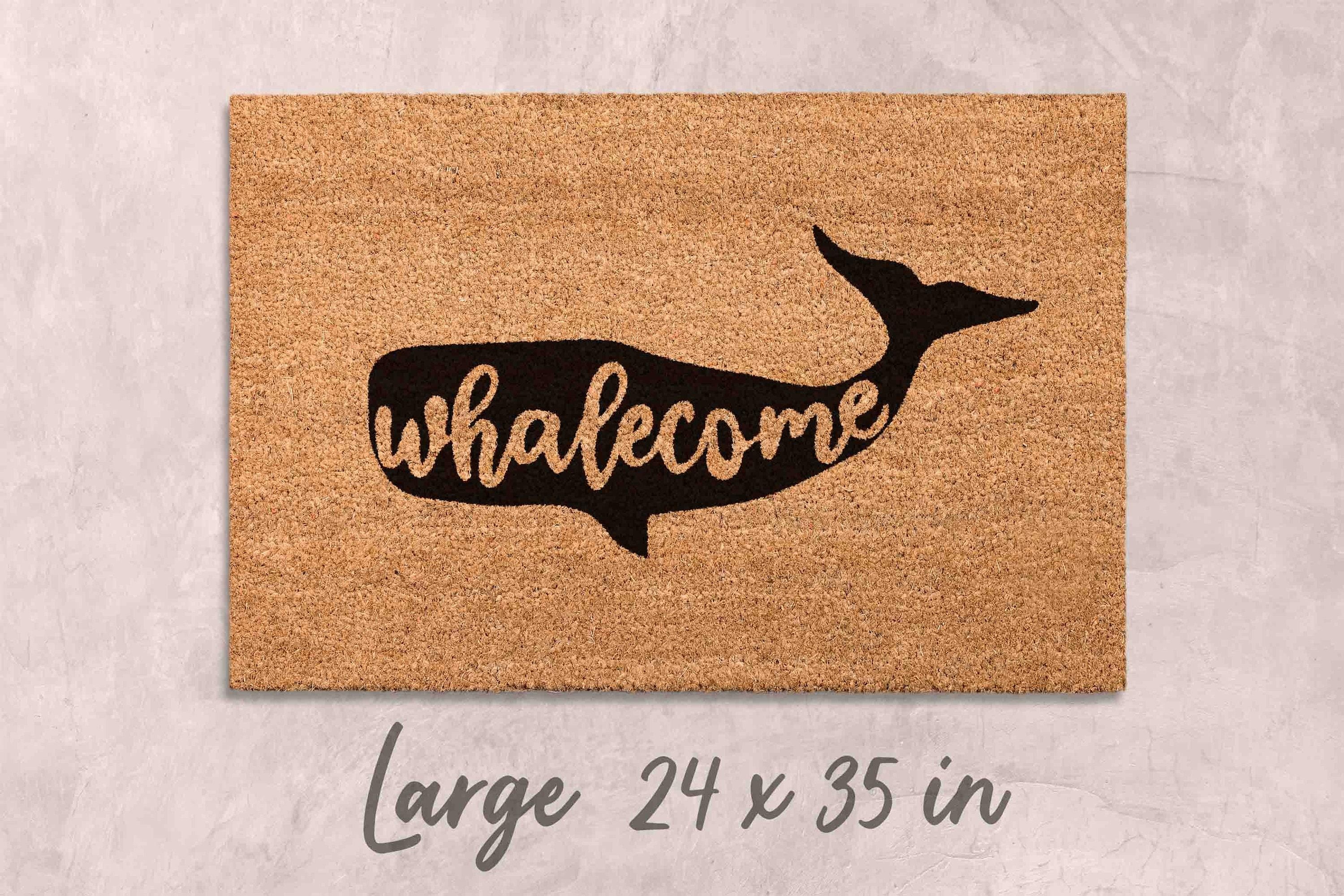 Whalecome Doormat: Nautical Funny Welcome Mat (Natural Coir, Latex)