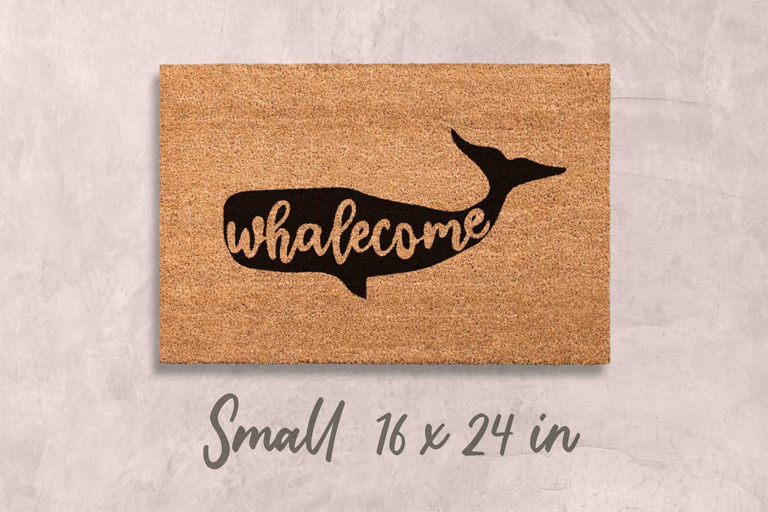 Whalecome Doormat: Nautical Funny Welcome Mat (Natural Coir, Latex)