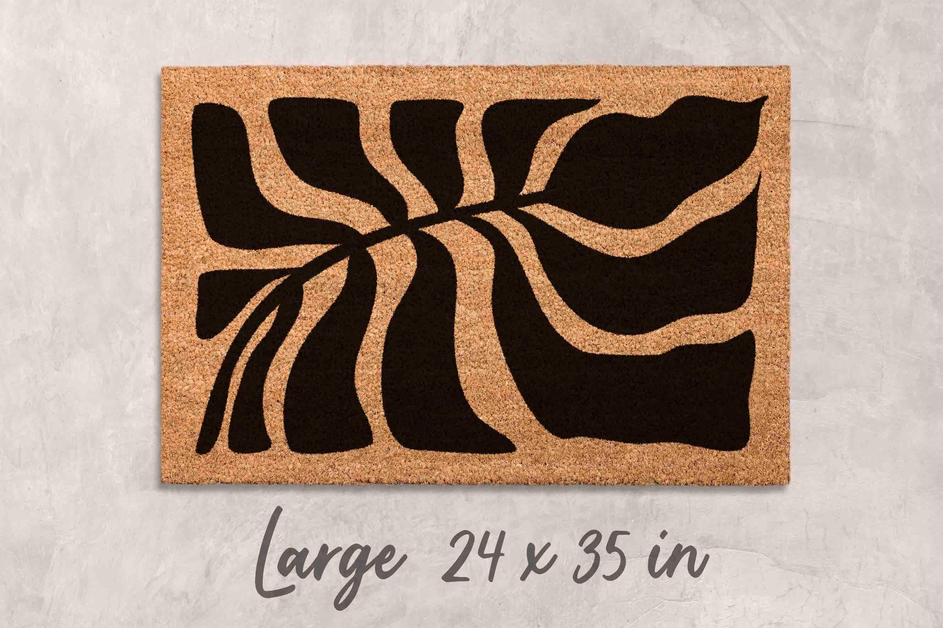 Wildflower Floral Doormat - Natural Coir, Modern Porch Decor