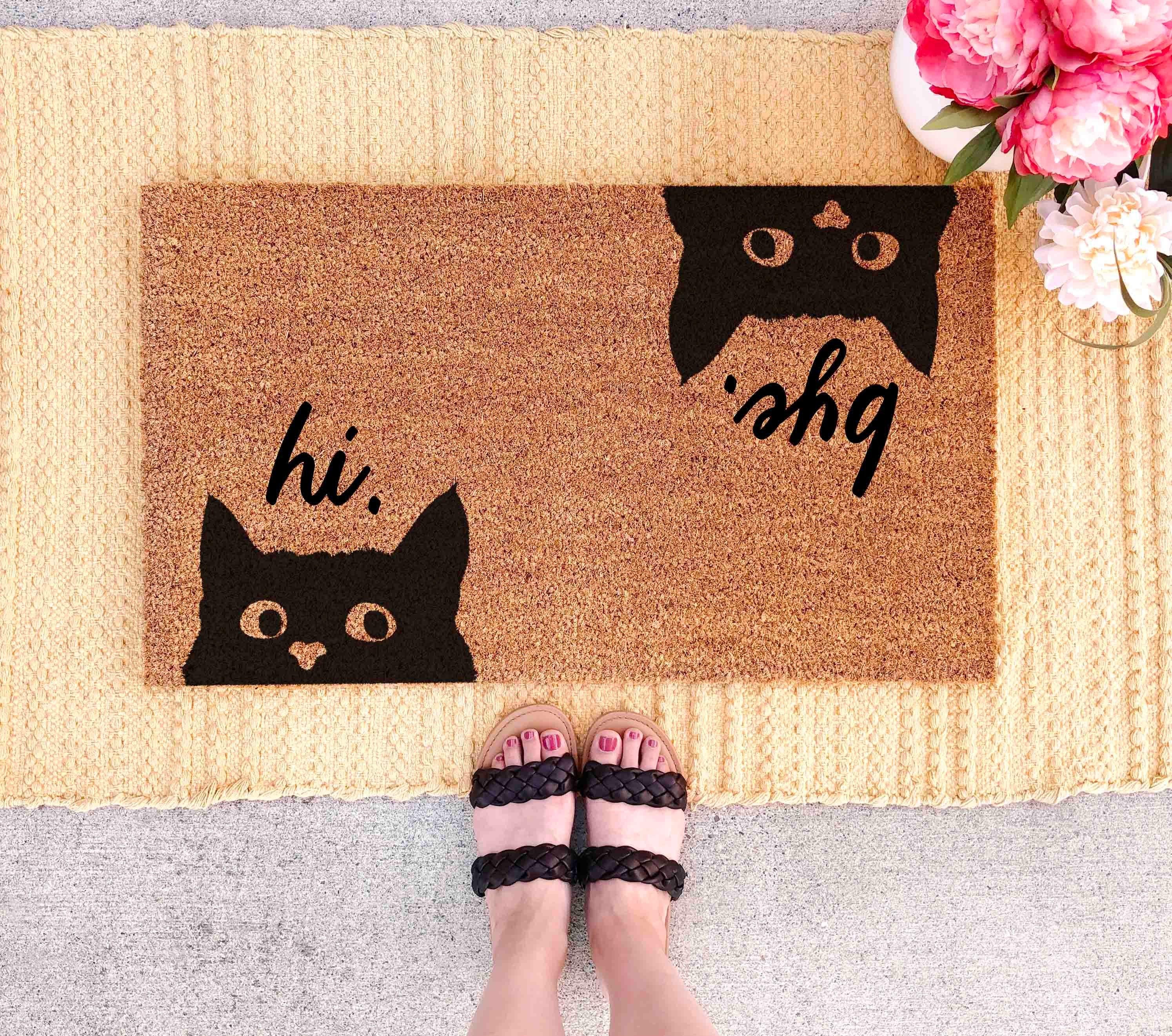 Funny Cat Doormat: Natural Coir with Latex Backing
