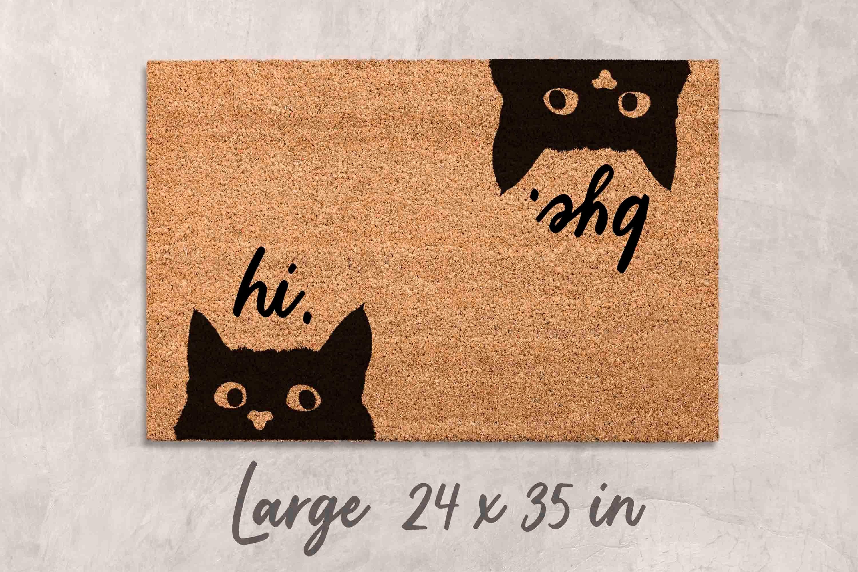 Funny Cat Doormat: Natural Coir with Latex Backing