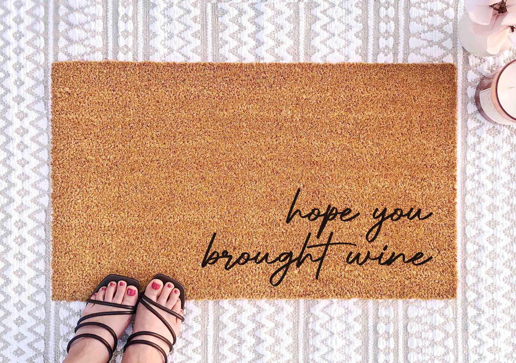 Welcome Doormat: Funny Wine Quote - Natural Coir, Latex