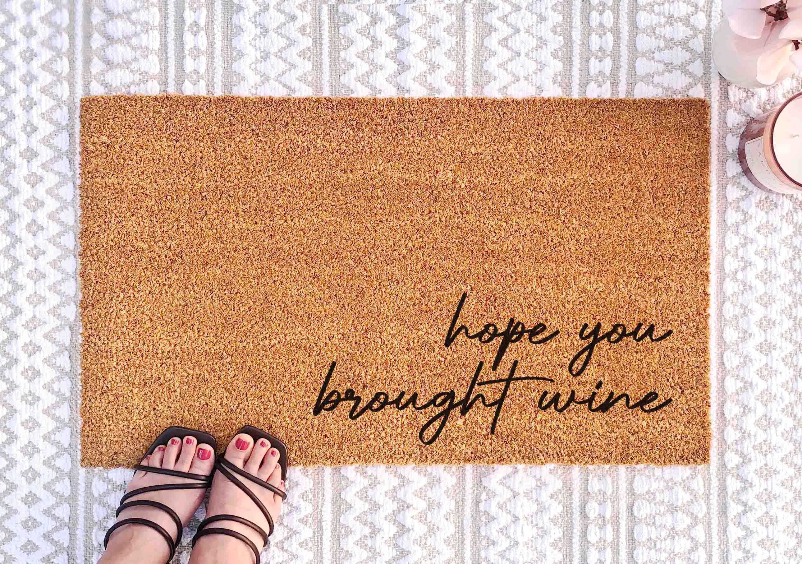 Welcome Doormat: Funny Wine Quote - Natural Coir, Latex