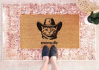 Funny Cat Doormat Meowdy, Natural Coir (Latex Backing - Welcome Mat)