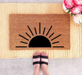 Boho Coir Doormat, Sun Design, Minimalist Porch Mat (Natural Fiber)