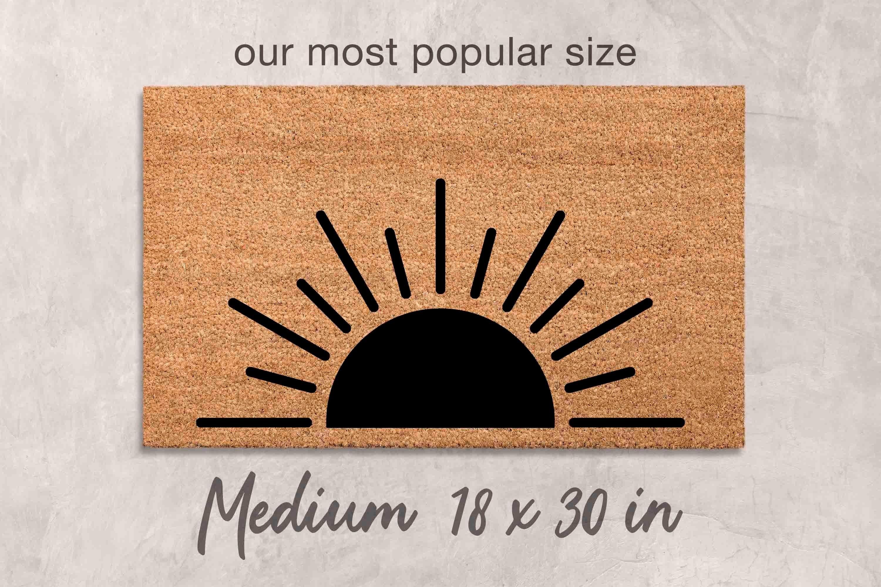 Boho Coir Doormat, Sun Design, Minimalist Porch Mat (Natural Fiber)