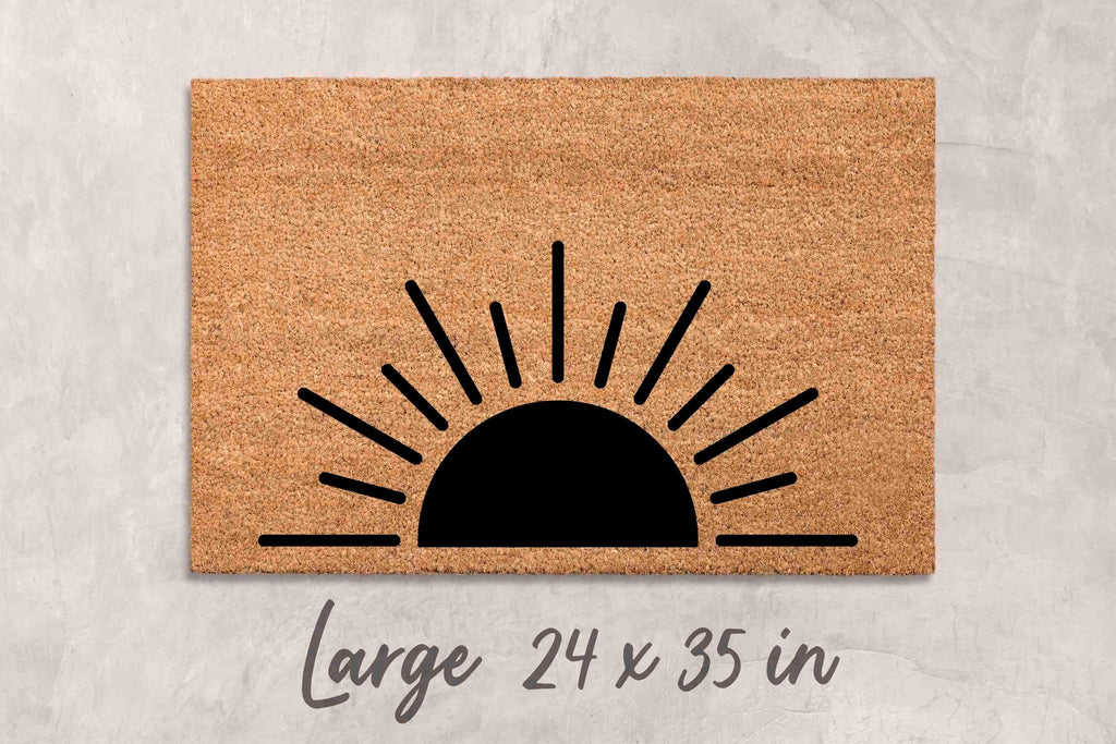 Boho Coir Doormat, Sun Design, Minimalist Porch Mat (Natural Fiber)