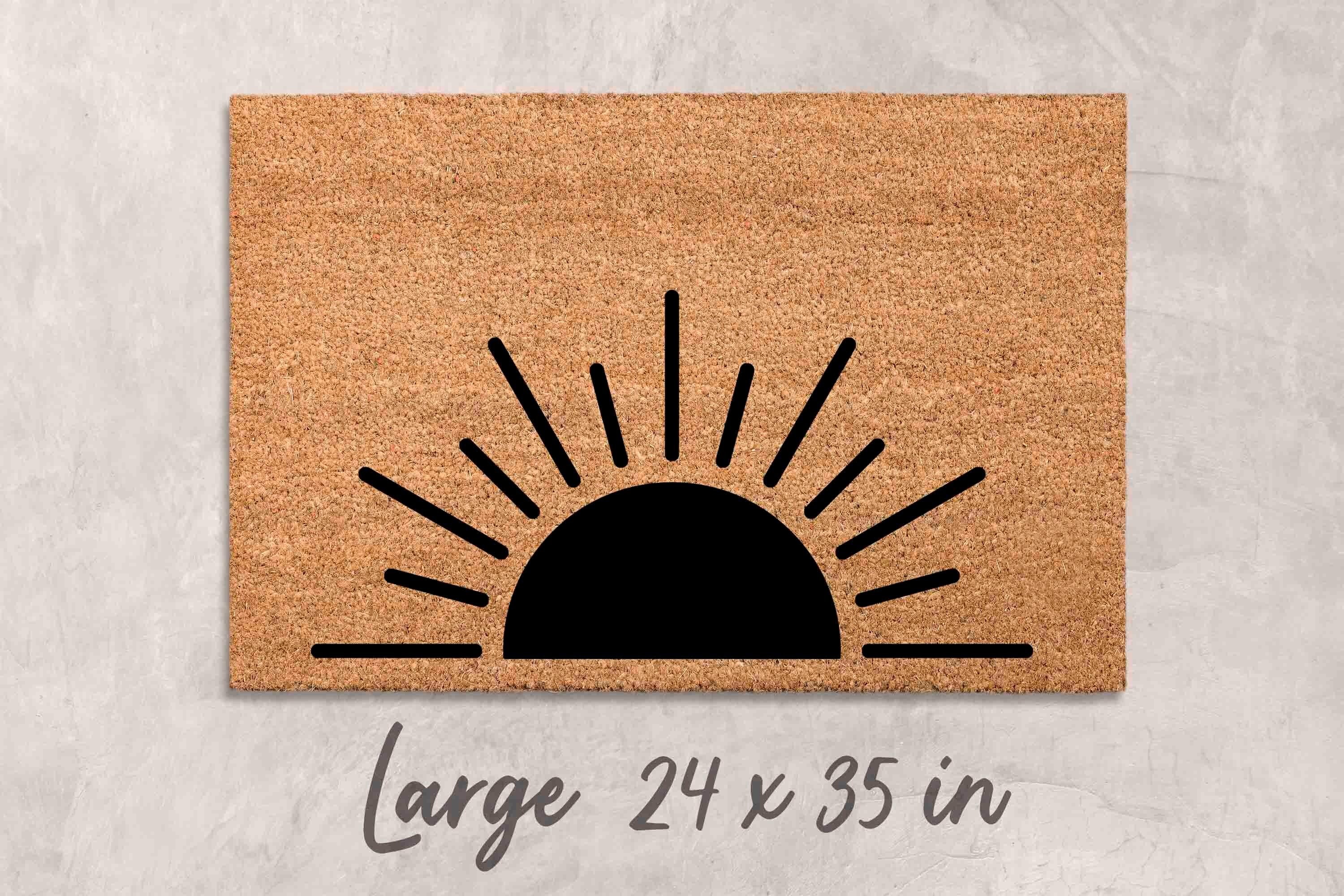 Boho Coir Doormat, Sun Design, Minimalist Porch Mat (Natural Fiber)