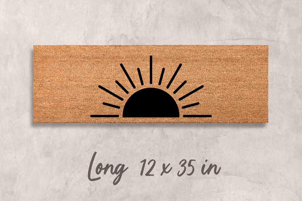 Boho Coir Doormat, Sun Design, Minimalist Porch Mat (Natural Fiber)