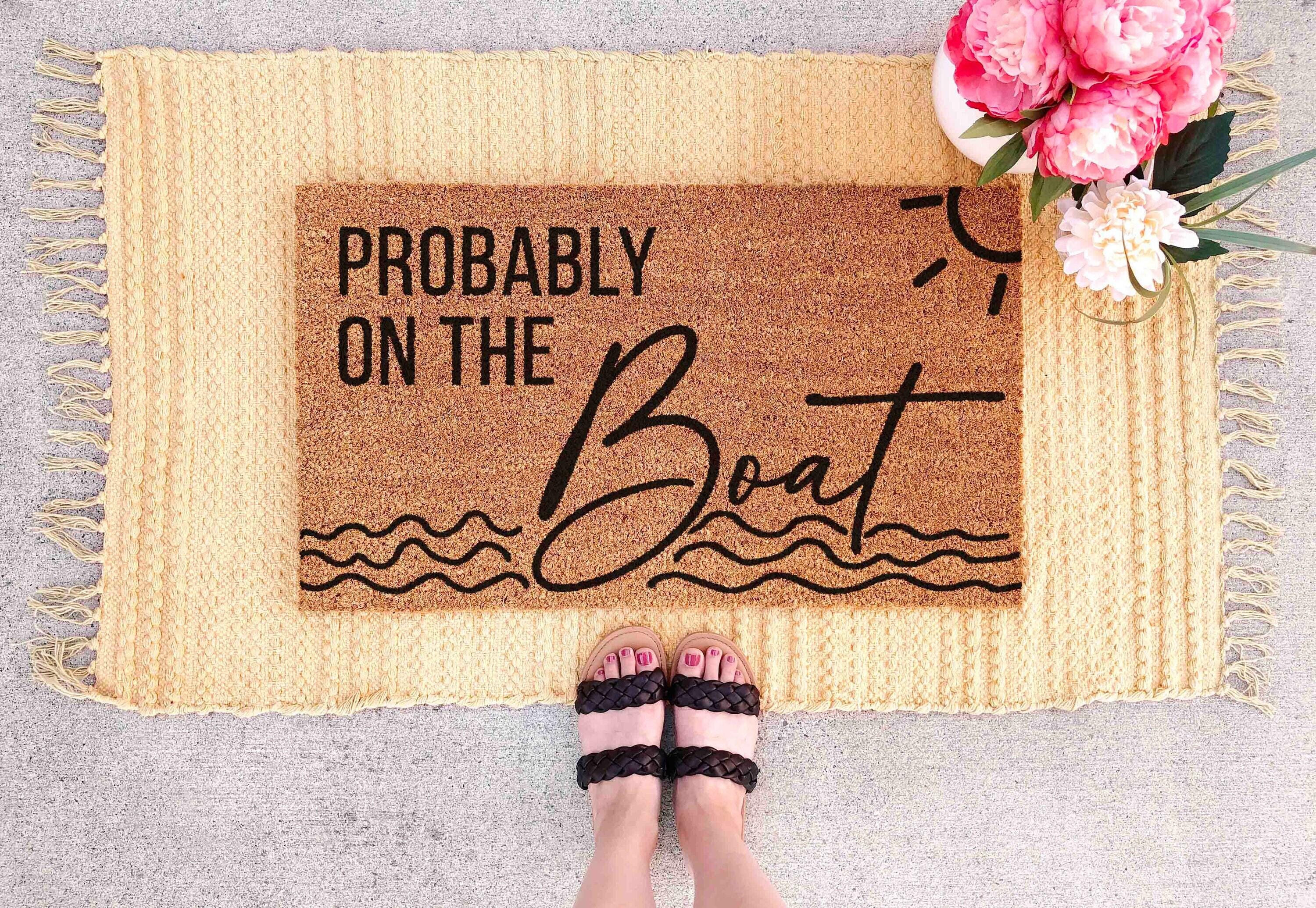 Boat Welcome Mat: Lake House Door Rug (Coir Fiber, Latex)
