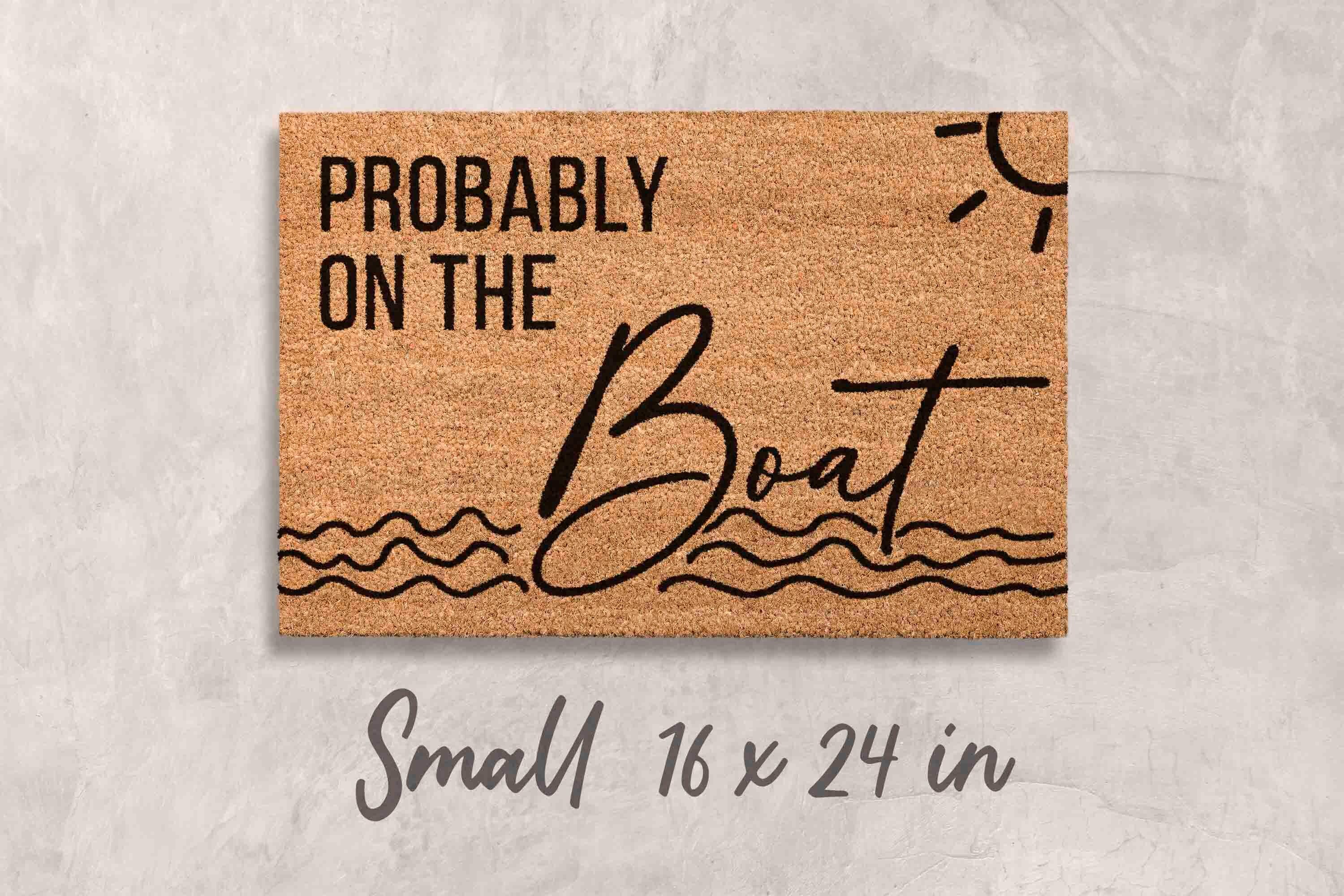 Boat Welcome Mat: Lake House Door Rug (Coir Fiber, Latex)