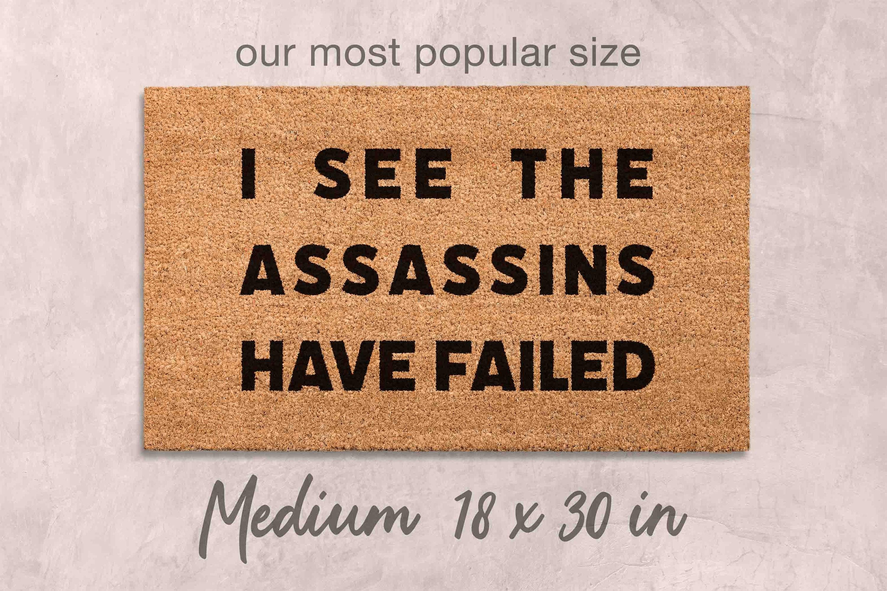 Assassins Doormat: Funny Welcome Mat - Natural Coir, Latex Backing