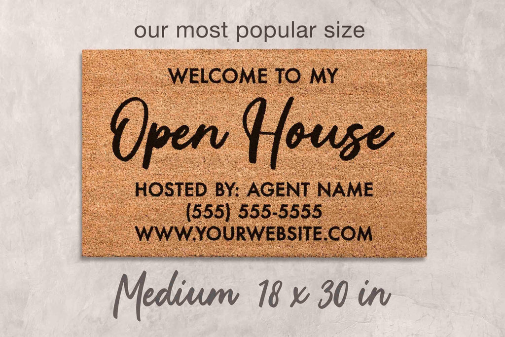Open House Doormat: Custom Realtor Welcome Mat (Natural Coir)
