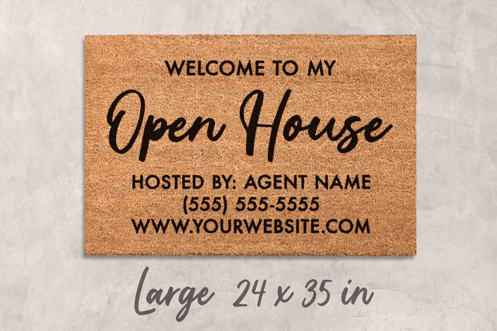 Open House Doormat: Custom Realtor Welcome Mat (Natural Coir)