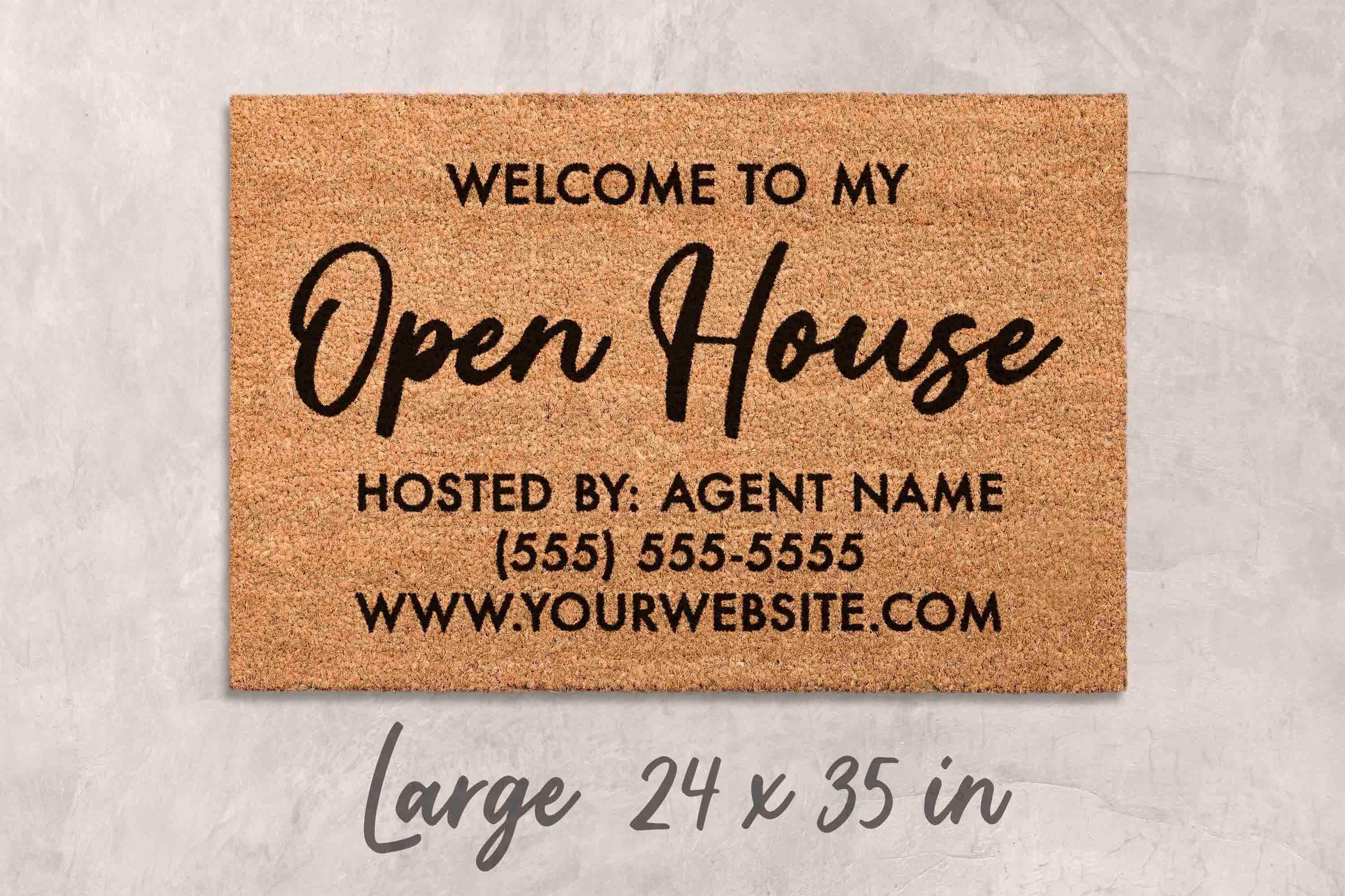 Open House Doormat: Custom Realtor Welcome Mat (Natural Coir)