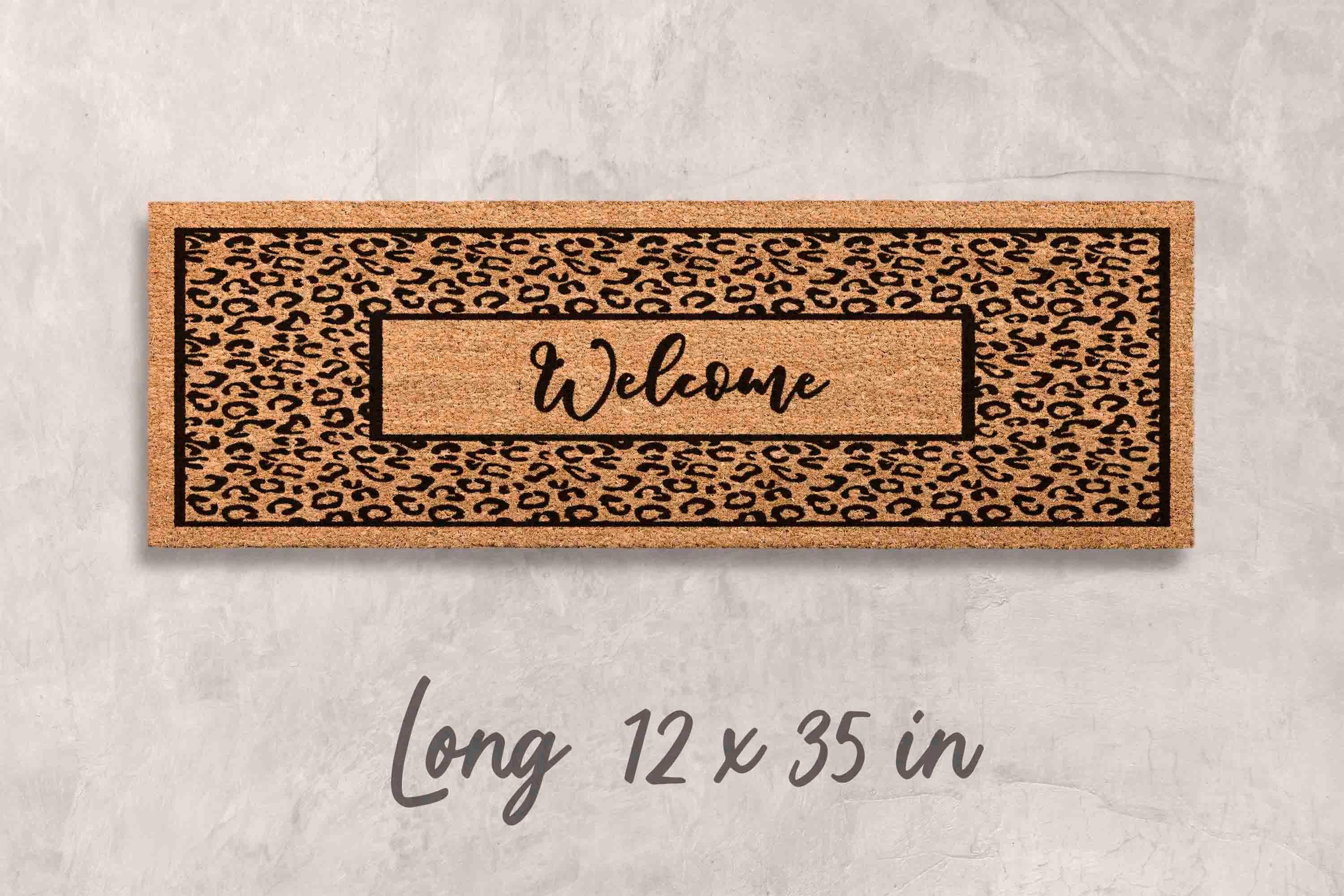 Leopard Print Welcome Mat - Boho Style, Natural Coir Fiber