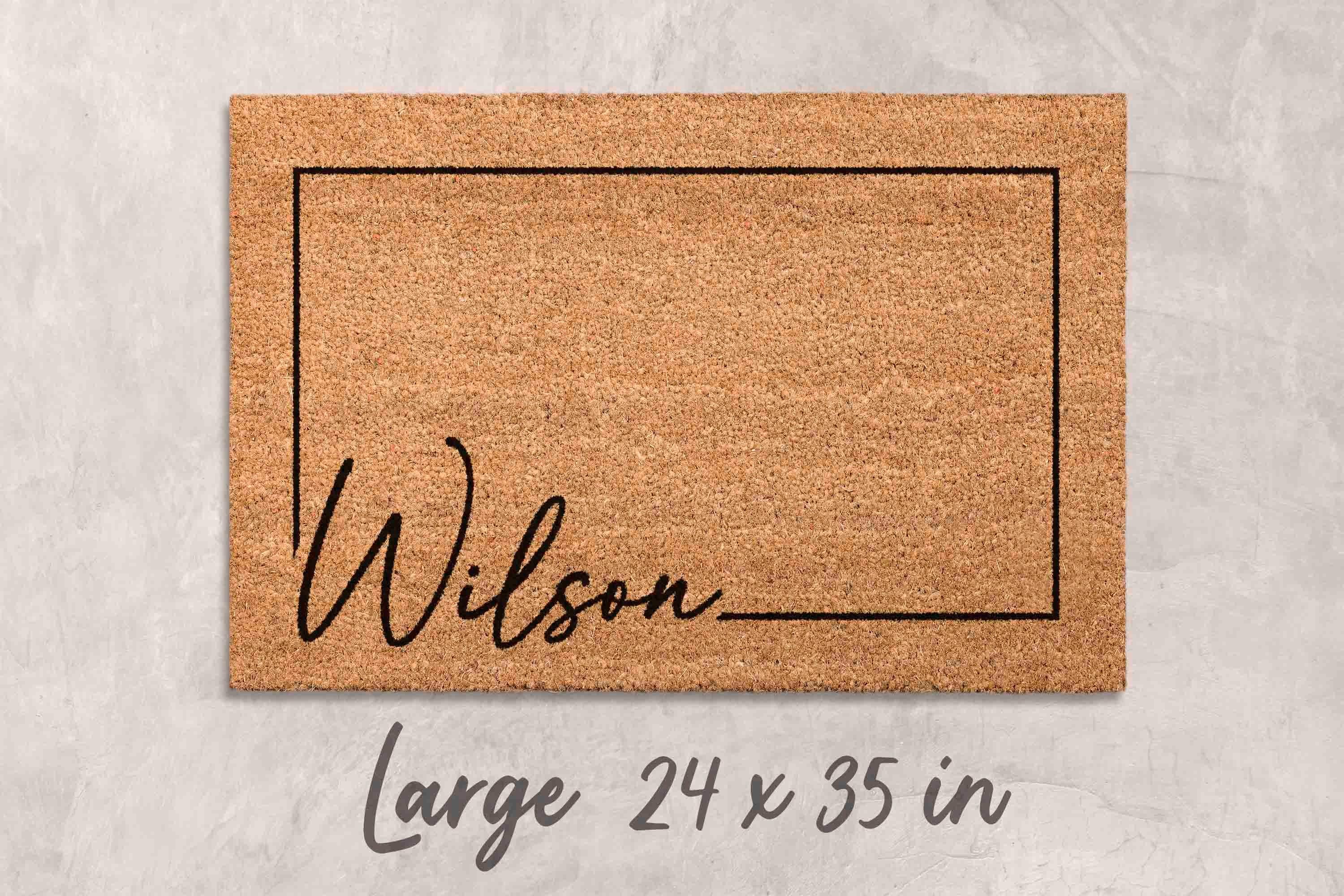 Personalized Coir Doormat, Last Name Design (Natural Fiber, Latex)