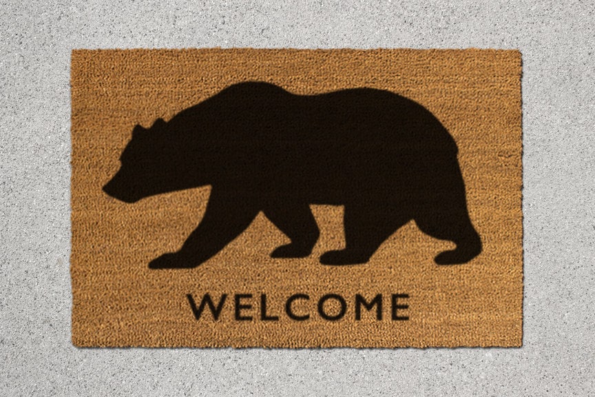 Bear Welcome Mat - Natural Coir with Latex Backing