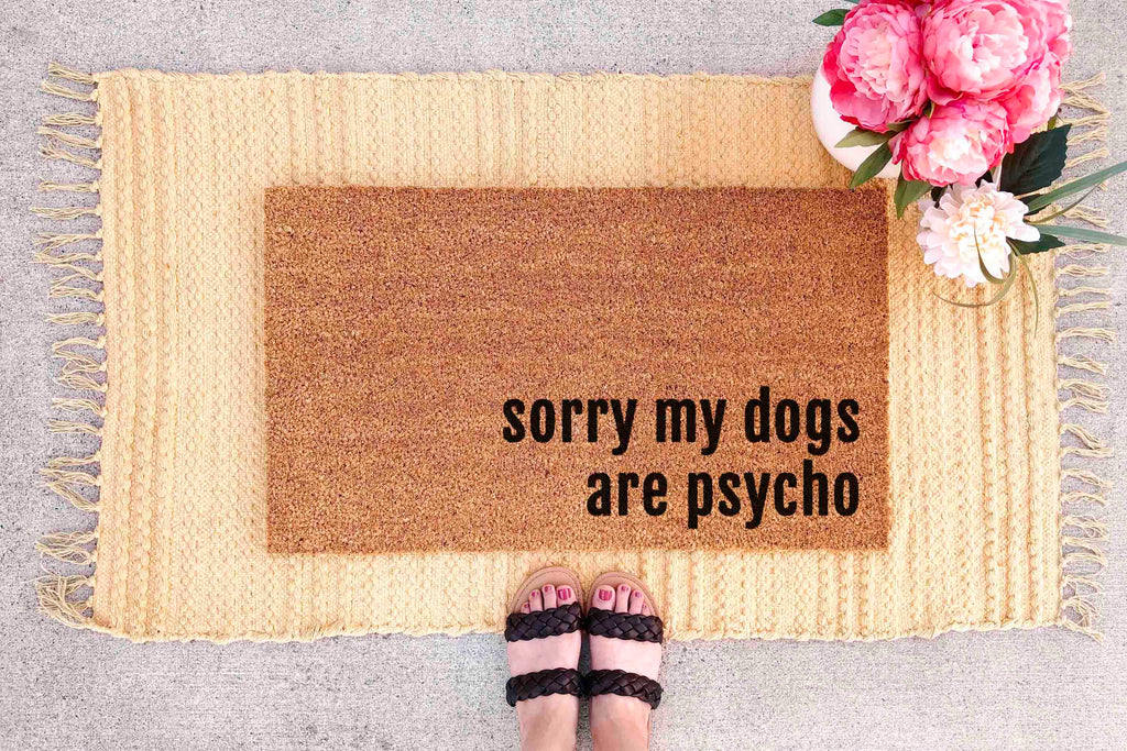 Funny Dog Doormat – Durable Coir Mat | Dogs Are Psycho Outdoor Welcome Mat