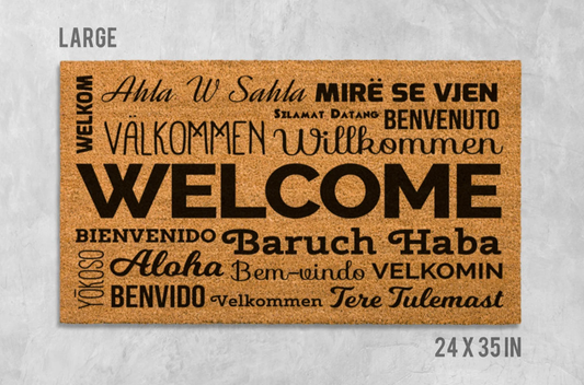 10 Large "Welcome in Different Languages" mats for Vivian